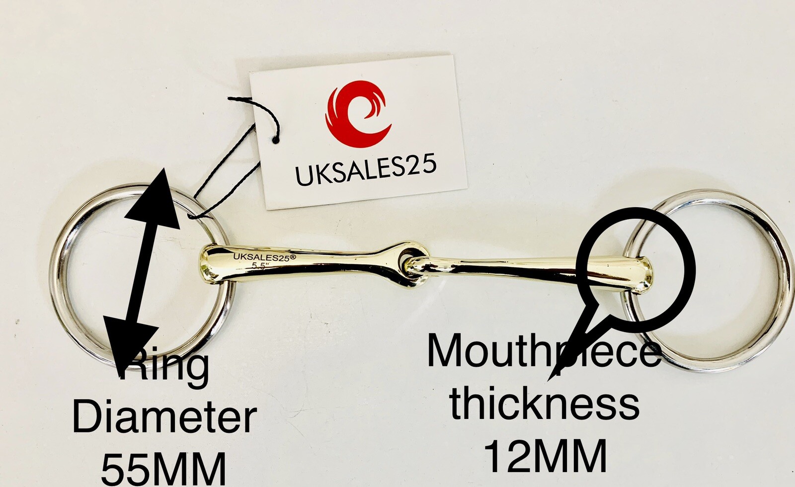 Weymouth Underlay Snaffle Bit Set 55MM Ring 12MM (UKSALES25) Same Day