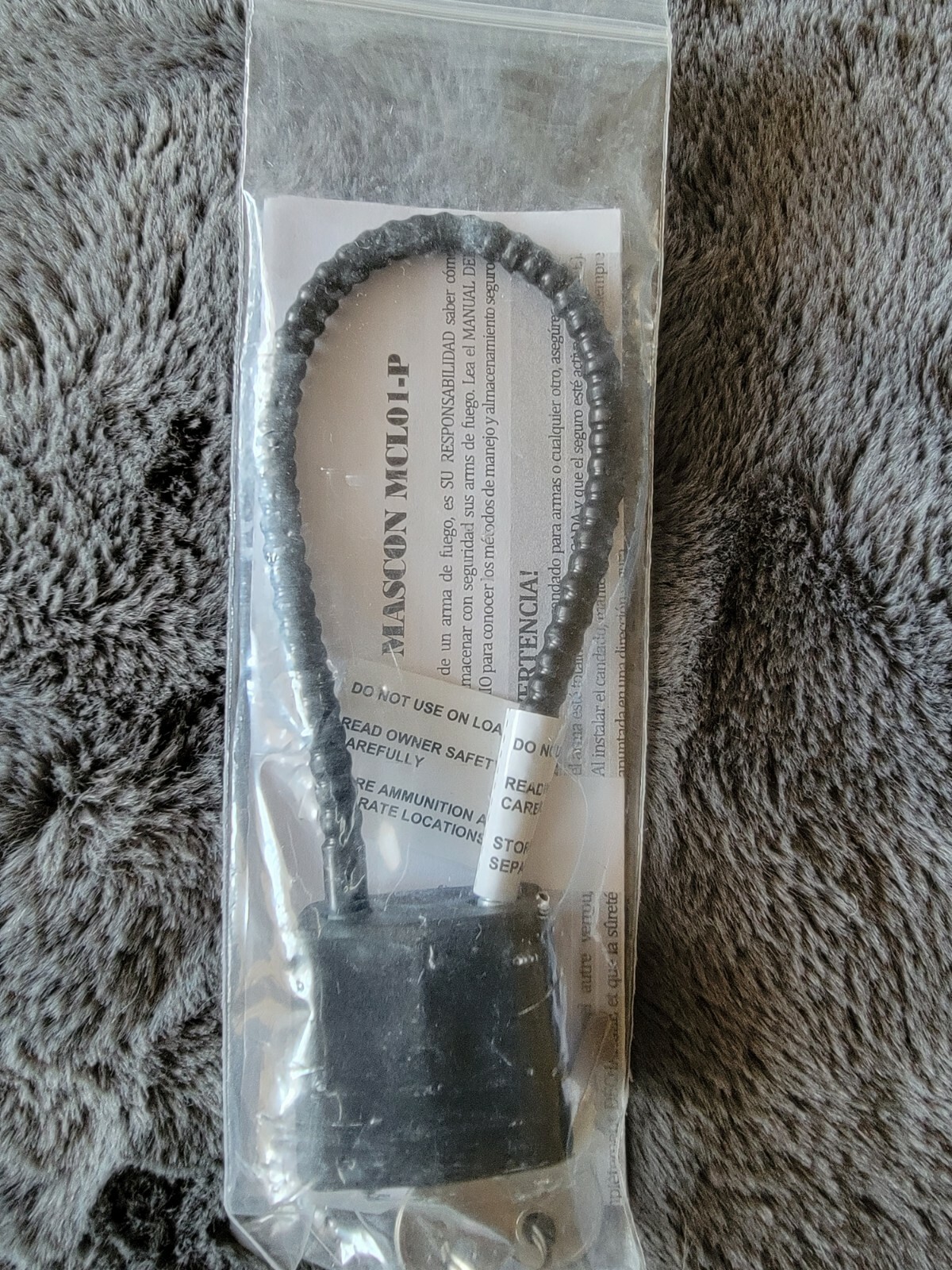 Mascon MCL01-P Black Cable Gun Lock W/ Instructions & 2 Keys NEW 😊