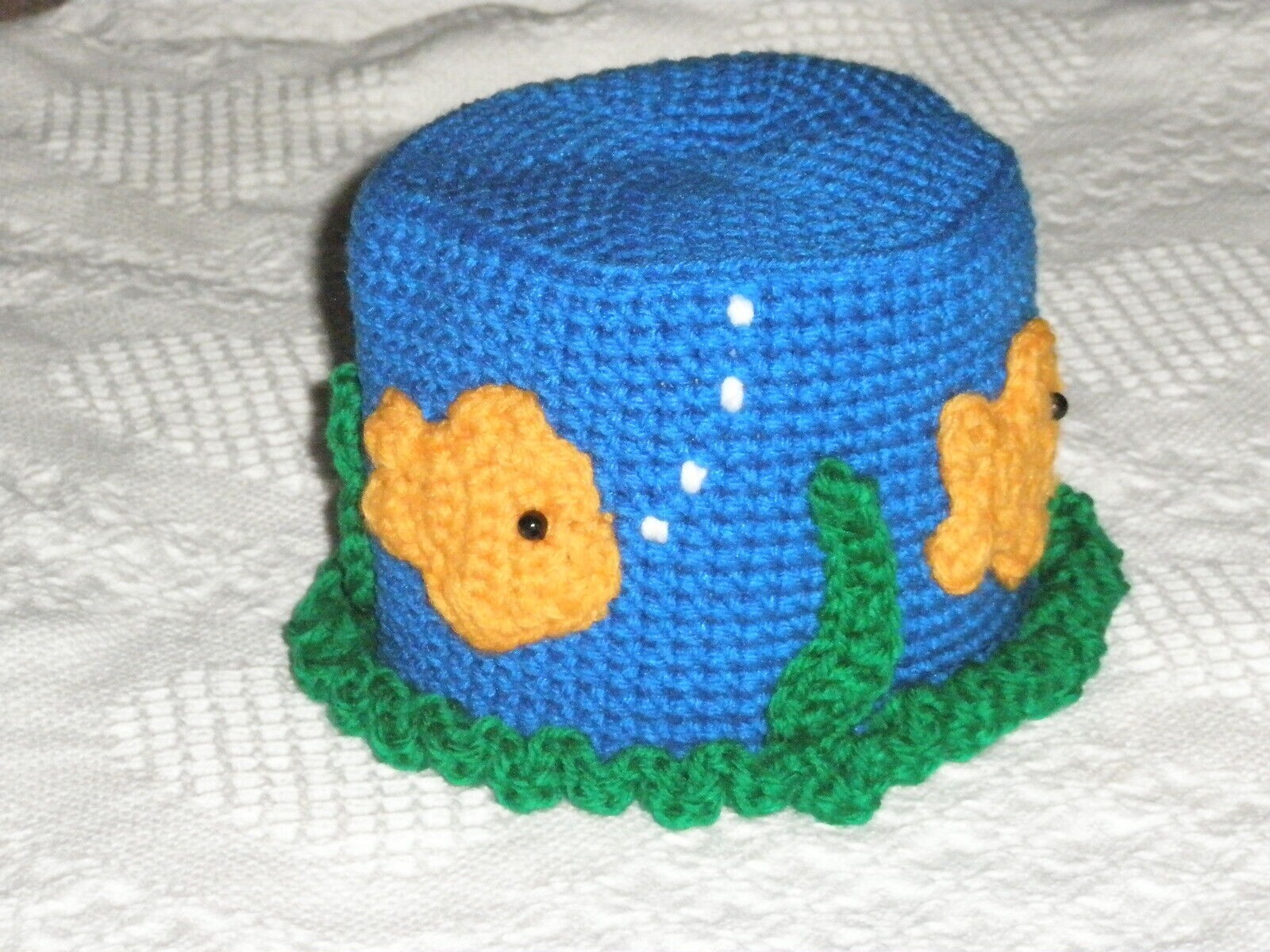 Goldfish Bowl Toilet Tissue Cover crochet pattern instructions