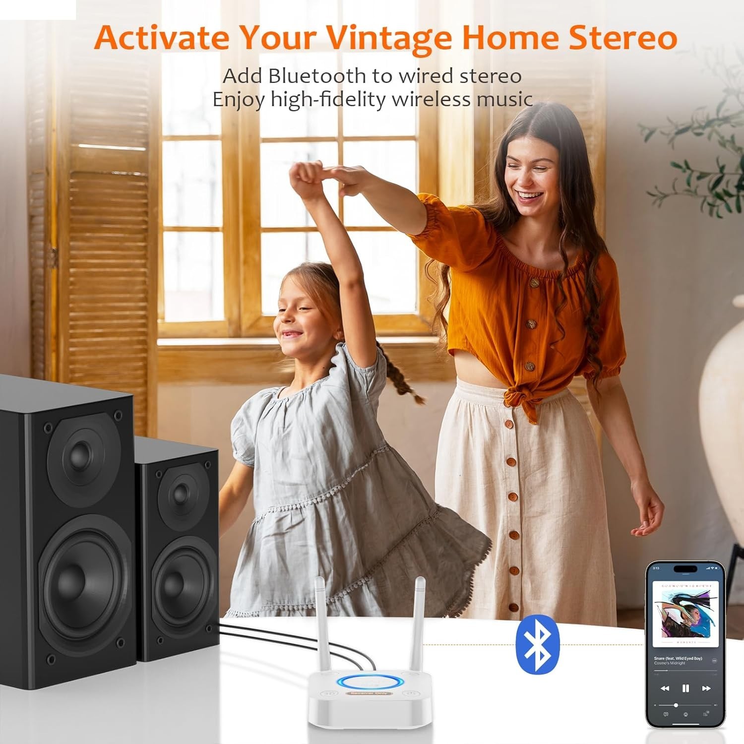 1Mii 5.3 Audio Receiver, Long Range HiFi Bluetooth Adapter w/ 3D Surround