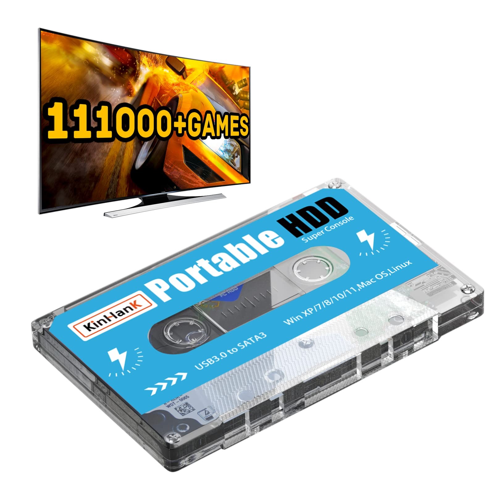 500G Portable External Game Hard Drive Built-in 111000+ Games Batocera 33