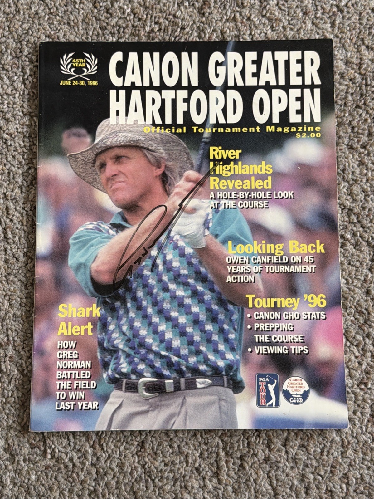 1996 CANON OPEN GOLF PROGRAM Autographed By “The Shark” Greg Norman *Ships Free*