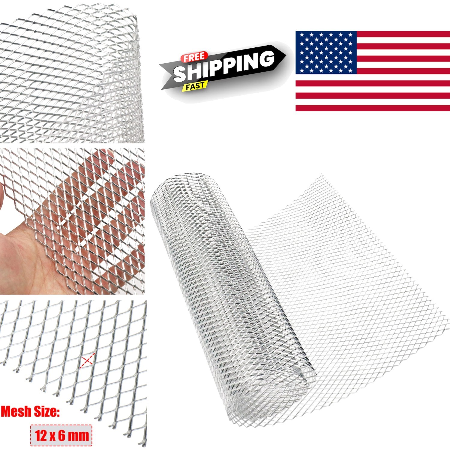 40 x 13 Inch Car Grill Mesh Roll Silver Aluminum Alloy for Custom Vehicle Design