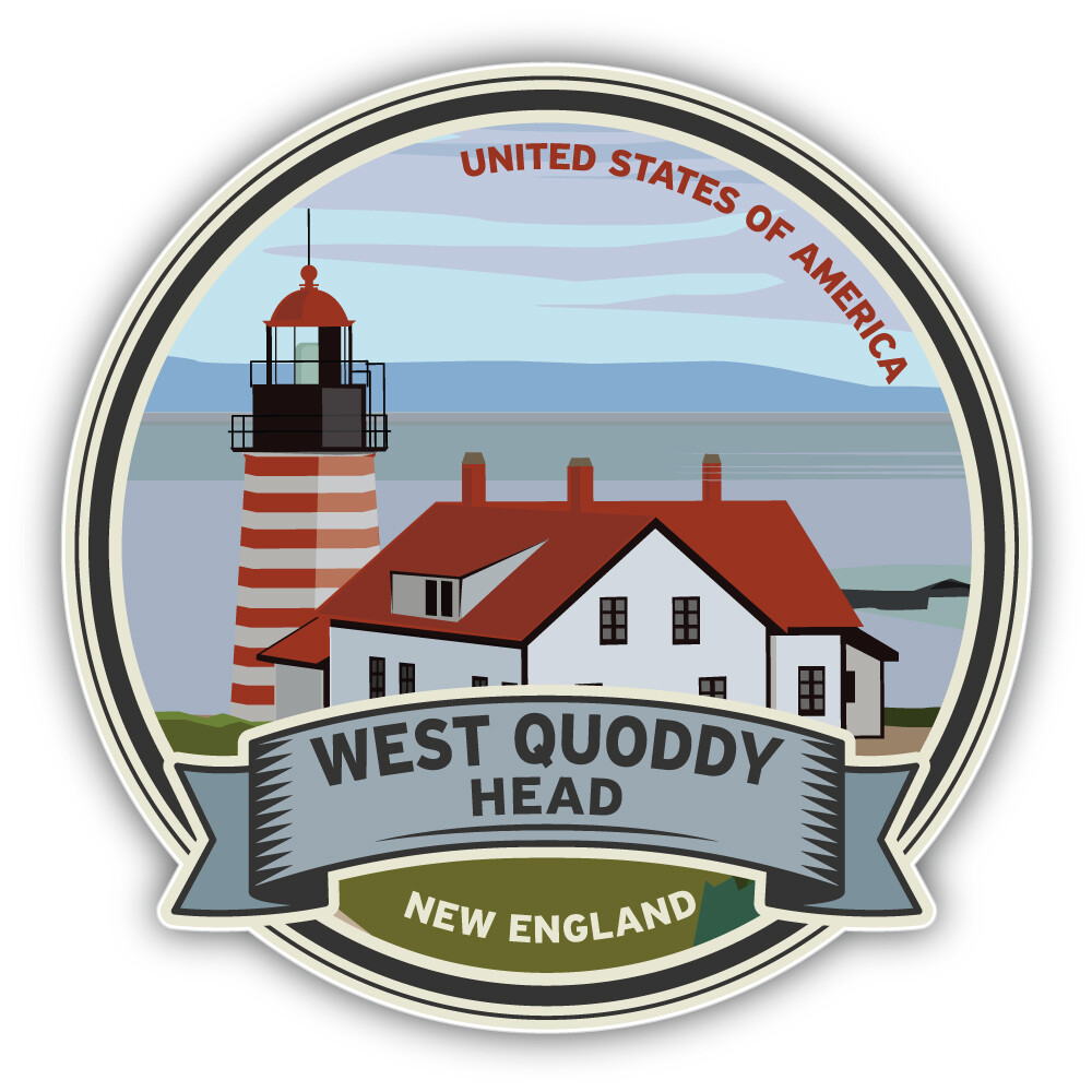 West Quoddy Head New England USA Retro Vinyl Sticker Decal
