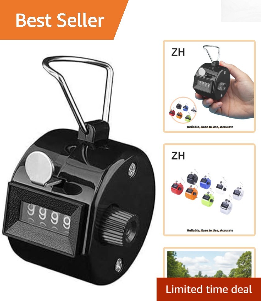 Portable 4-Digit Hand Tally Counter - Lightweight & No Batteries Required