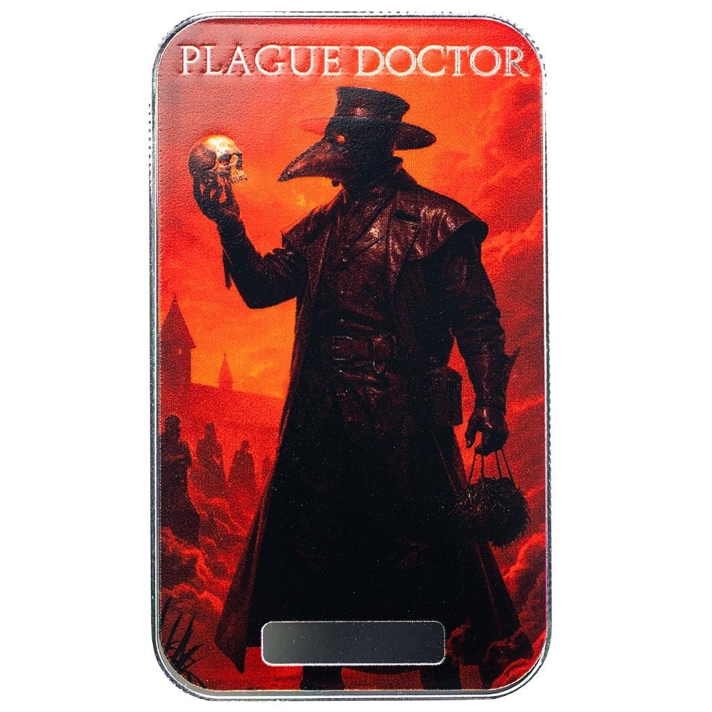 Halloween Horrors Color Silver Bar - Plague Doctor - 1 oz .999 Silver Bar