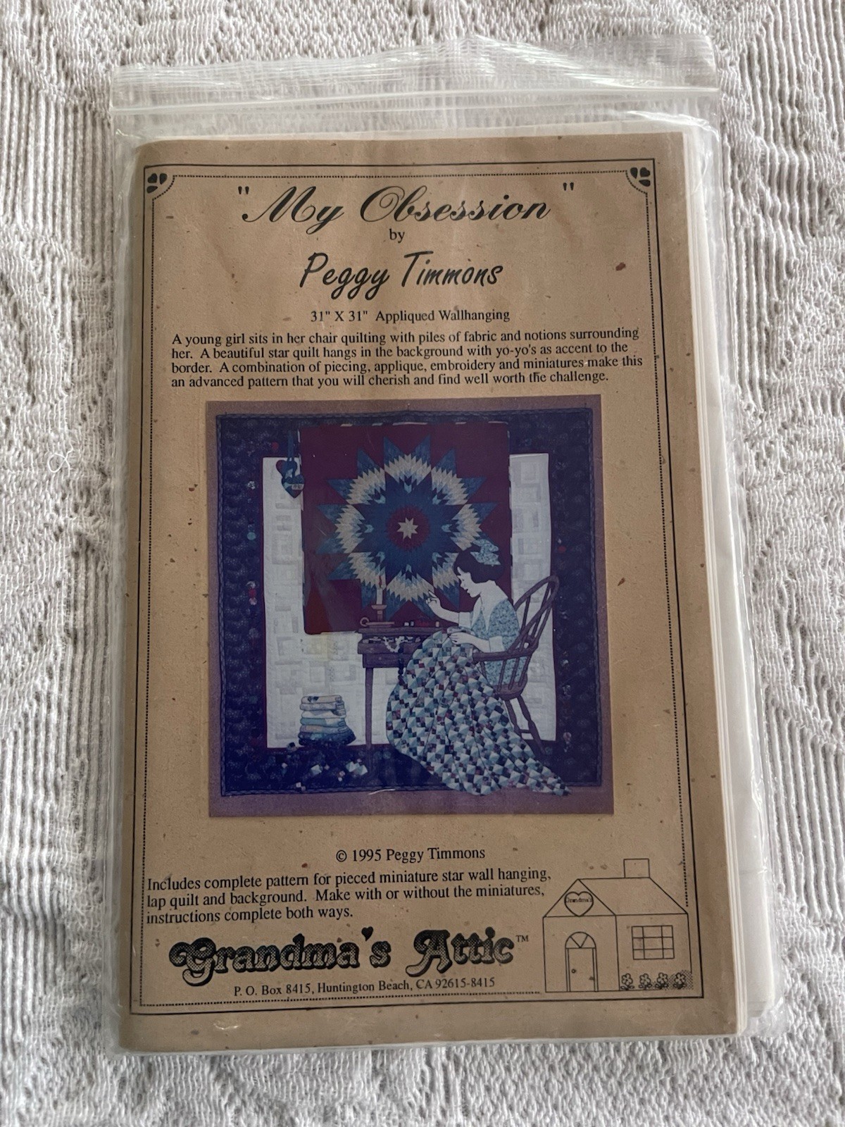 My Obsession by Peggy Timmons Appliqued Wallhanging Quilt Instructions 1995 NIP