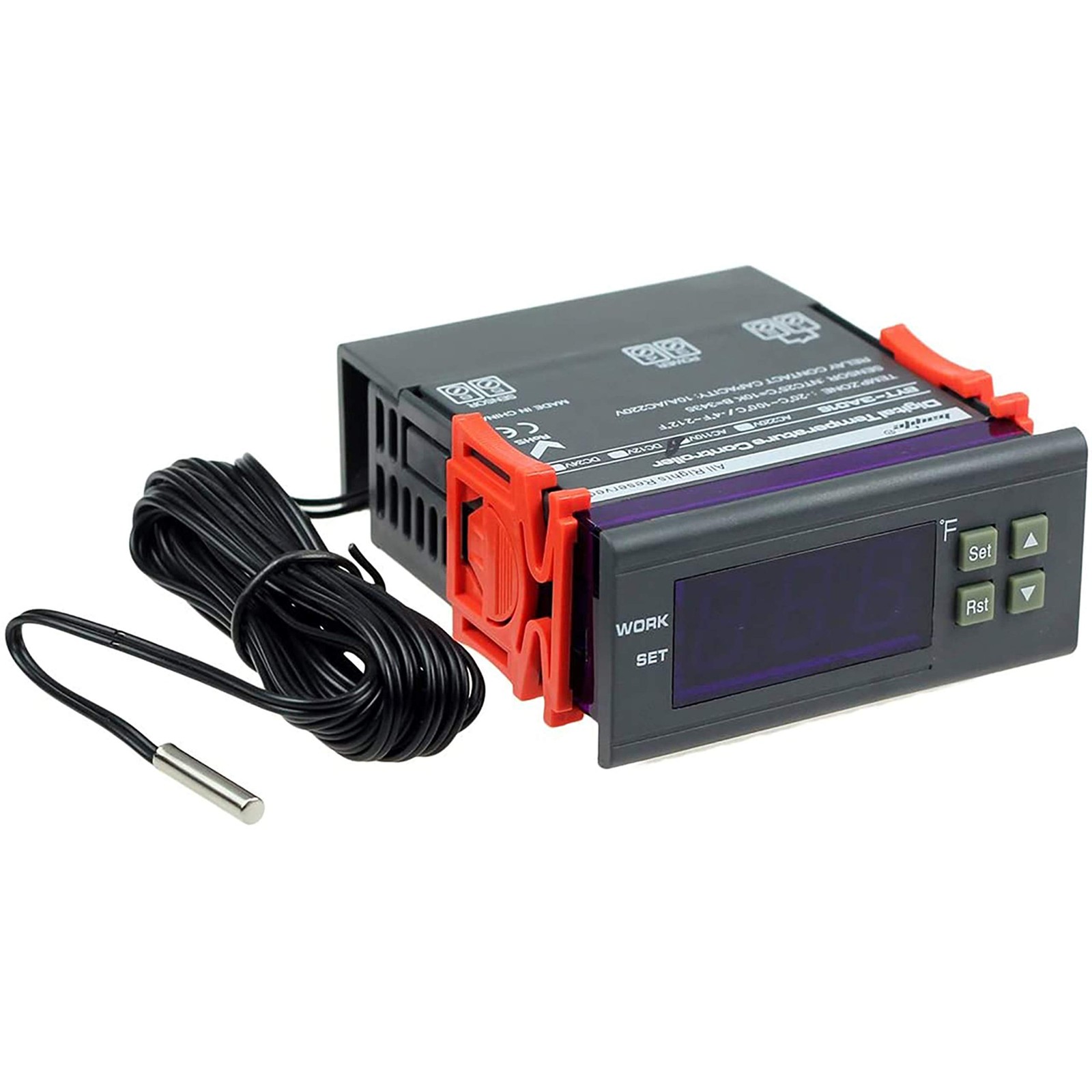 bayite AC 110V Fahrenheit Digital Temperature Controller 10A 1 Relay with NTC...