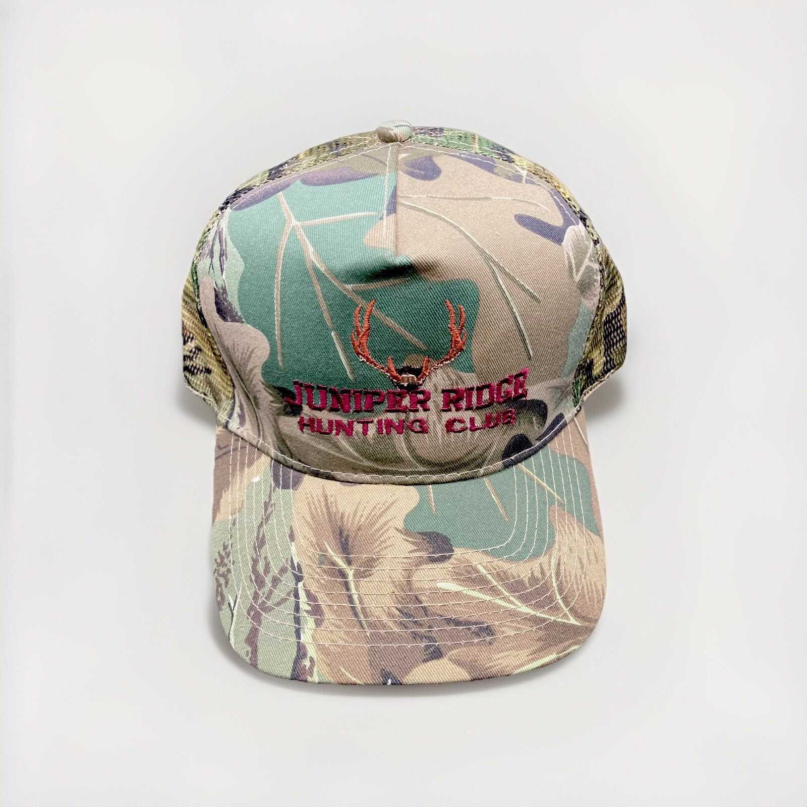 Rare Juniper Ridge Hunting Club Embroidered Camo Truckers Hat New w/o Tags