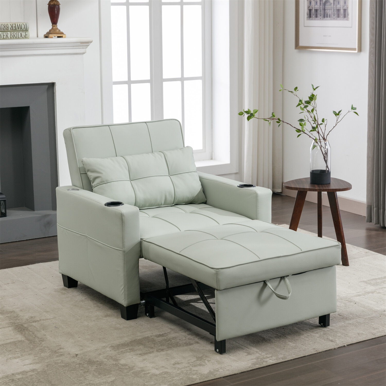 Convertible Sleeper Sofa Bed 3-in-1 Multi-Function Folding Sofa Bed w/ USB Ports