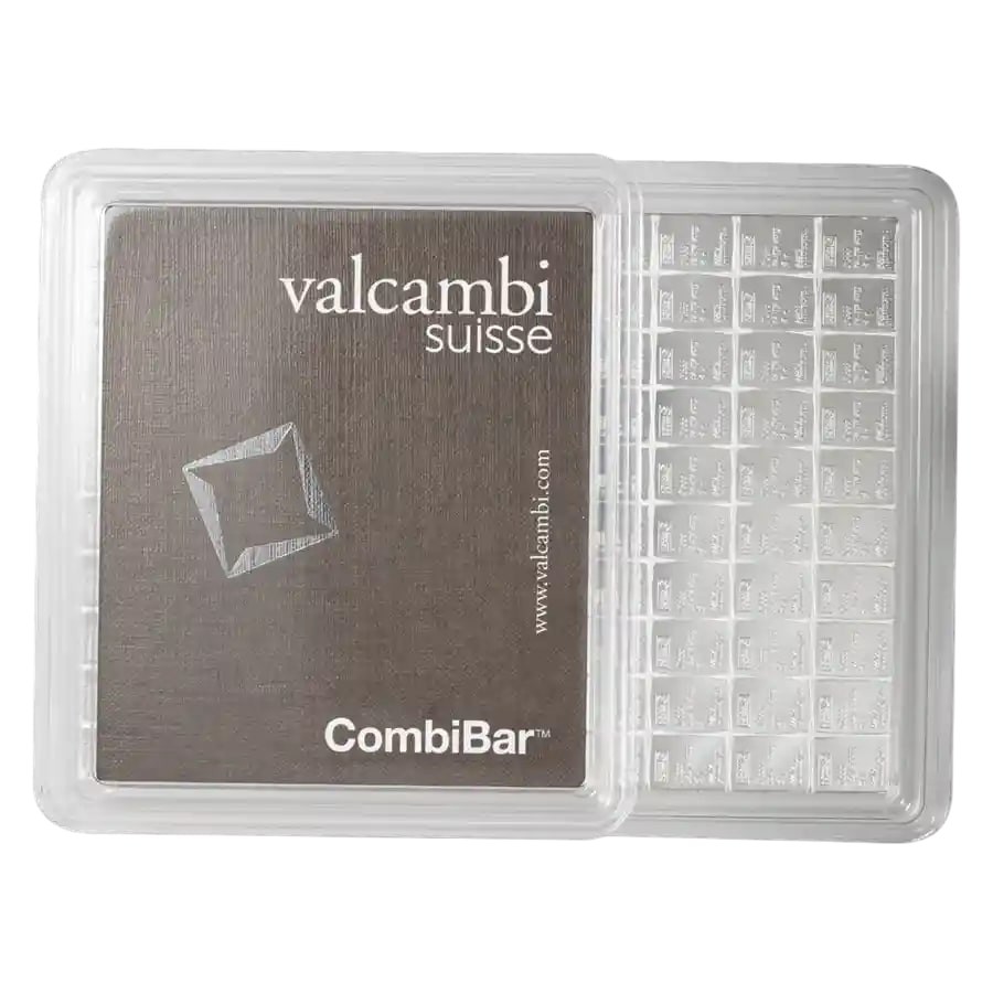100 x 1 gram Silver Valcambi CombiBar™ w/ Assay Card