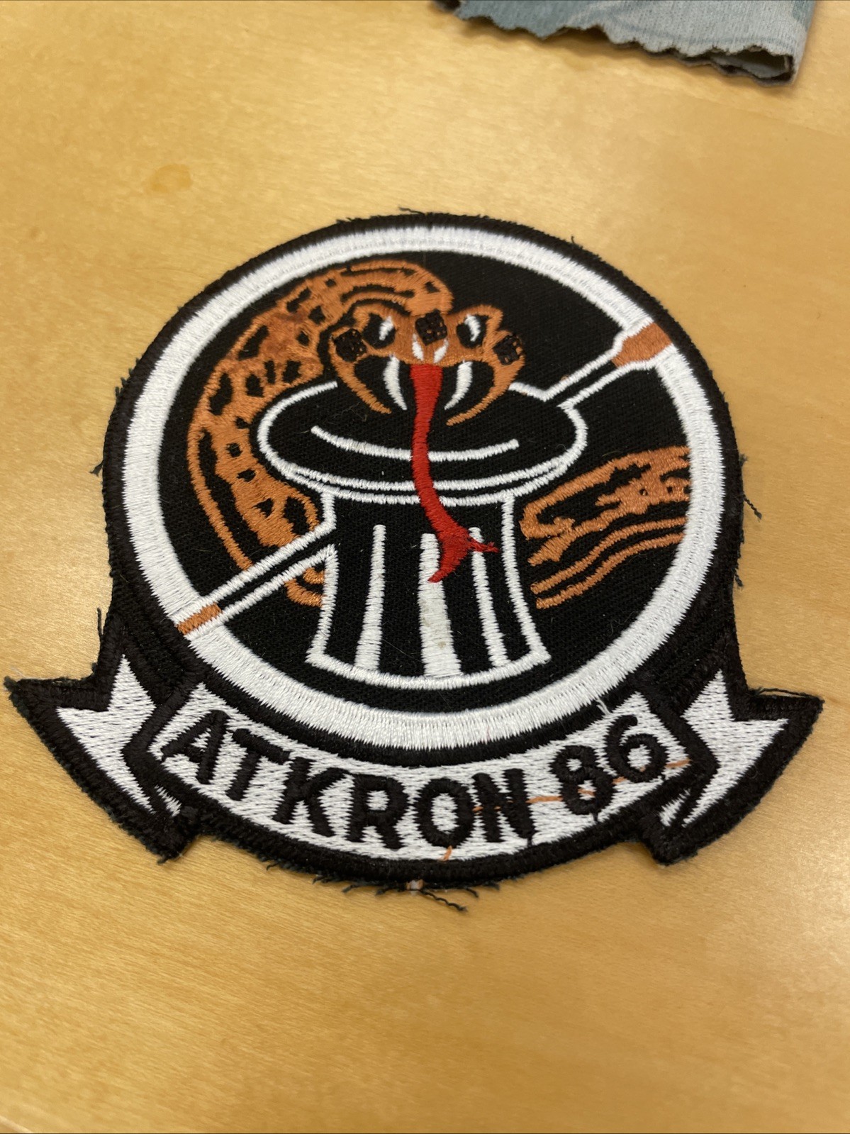 Vintage US Navy ATKRON 86 Military Patch Snake Sidewinder