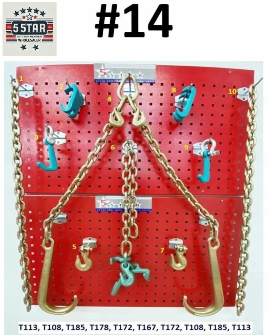 SET#14 -10 Piece Mega Set G70 V Chain J hooks flatbed tow truck wrecker V BRIDLE