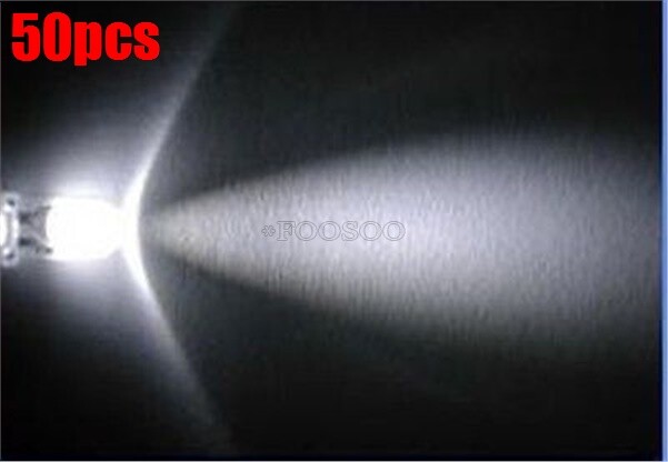 50Pcs F5 5Mm White Round Superbright Led Light Led Lamp re