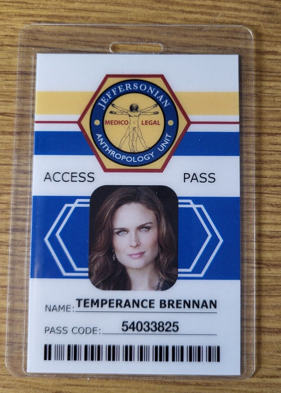 Bones Jeffersonian TV ID Badge- Temperance Brennan costume prop cosplay