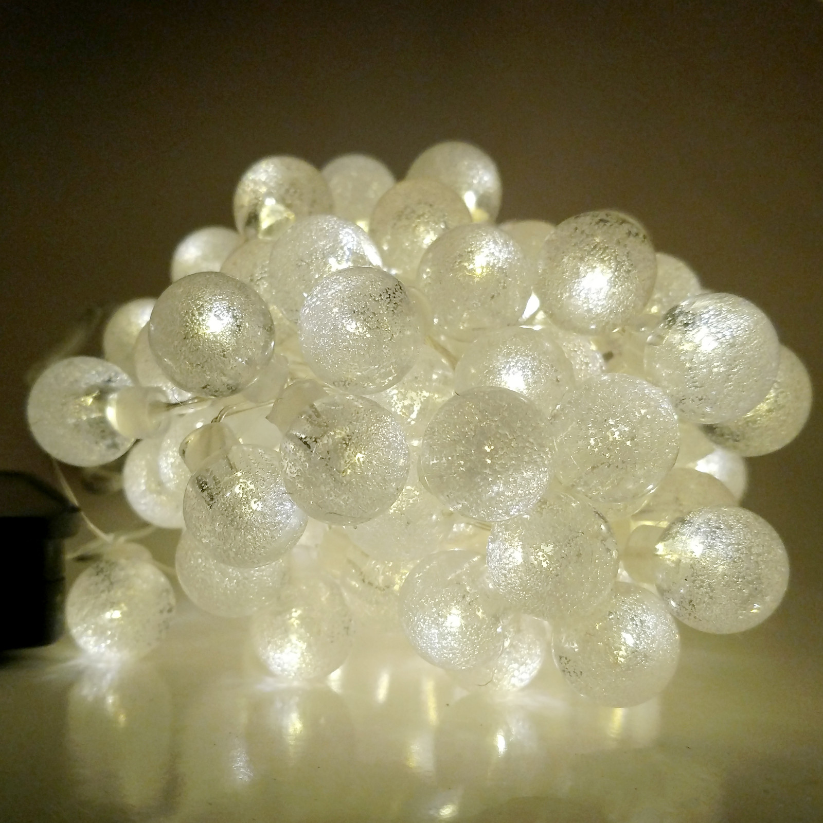 Solar Powered Air Bubble String Lights - 100 LED Warm White, 8 Modes