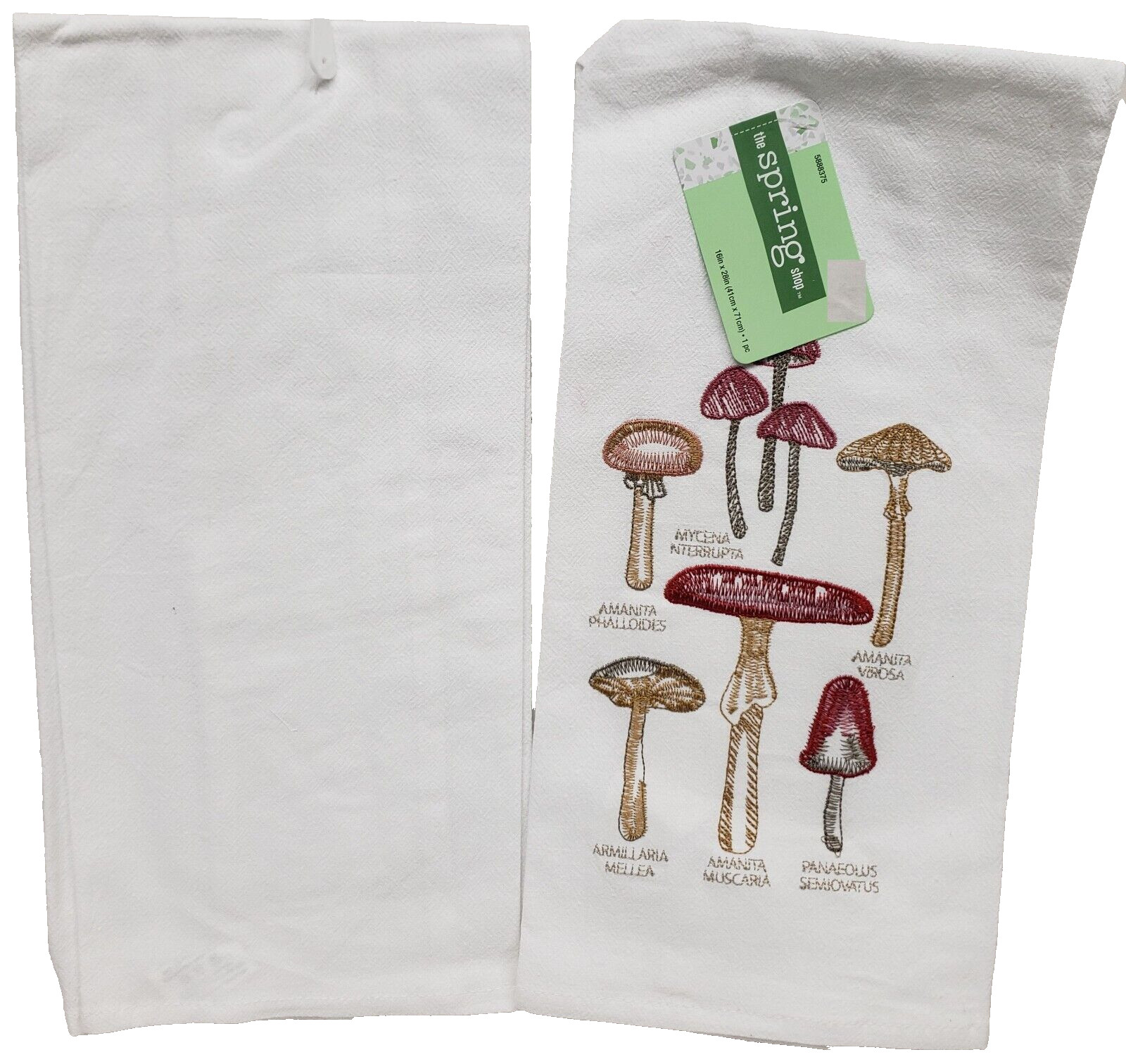 Set of 2 Thin Cotton Tea Kitchen Towels (16"x28") MUSHROOM TYPES CHART, KDD