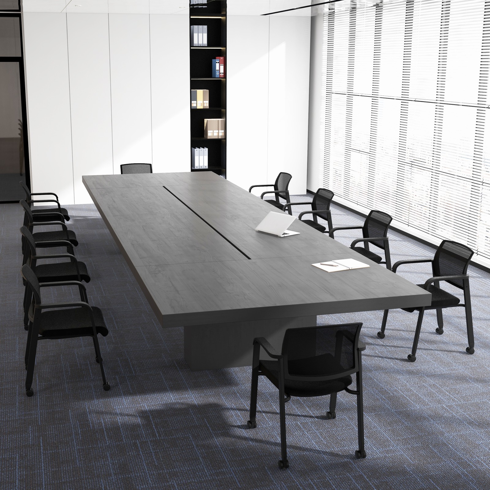 Set of 2 Conference Chairs Stackable Office Guest Mesh Chair Waiting Room Wheels