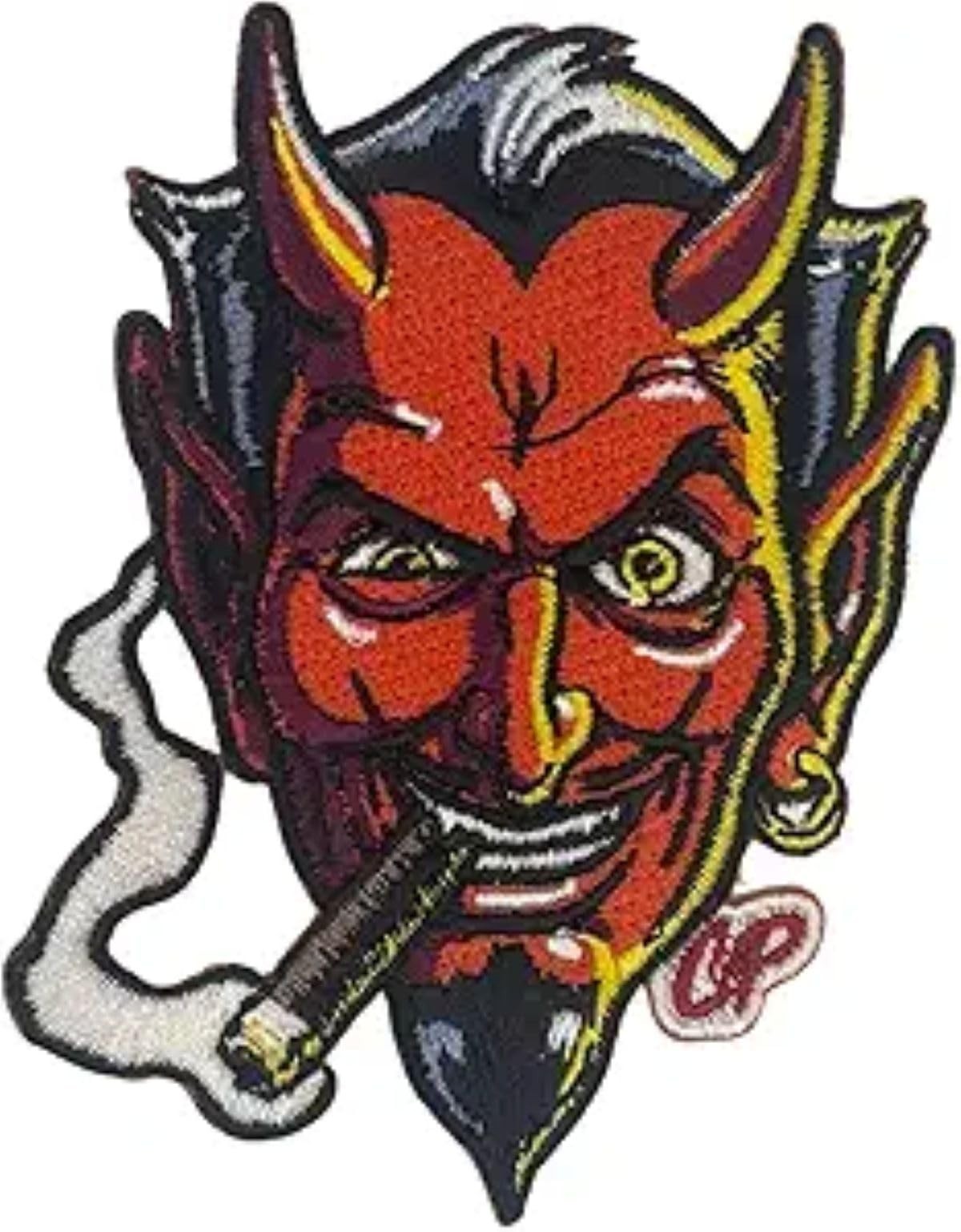 Devil Smoking 4x3 Inch Iron on Sew on Patch