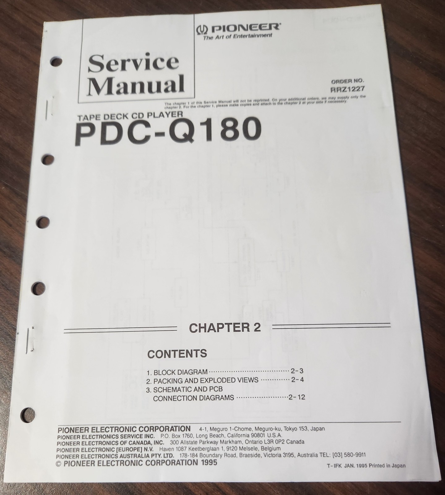 Pioneer PDC-Q180 CD Player Service Manual - Original