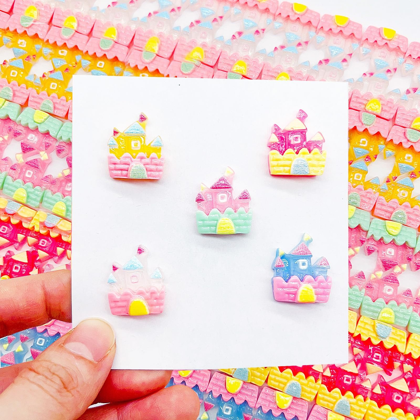 50 PCS Castle Embellishments Set Flat Back Mixed Resin Scrapbooking Ornament