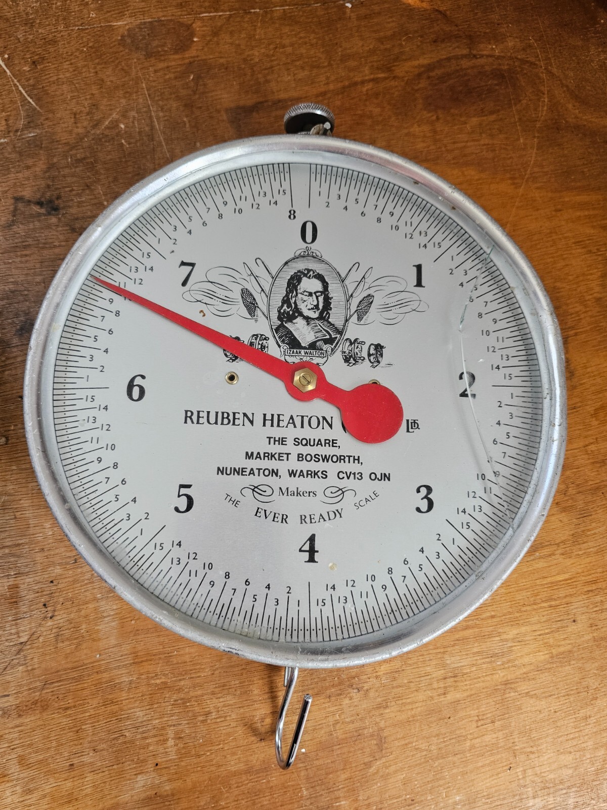 Used Reuben Heaton Retro Fishing Hang Scales Silver Fish Upto 8lb Cracked Glass