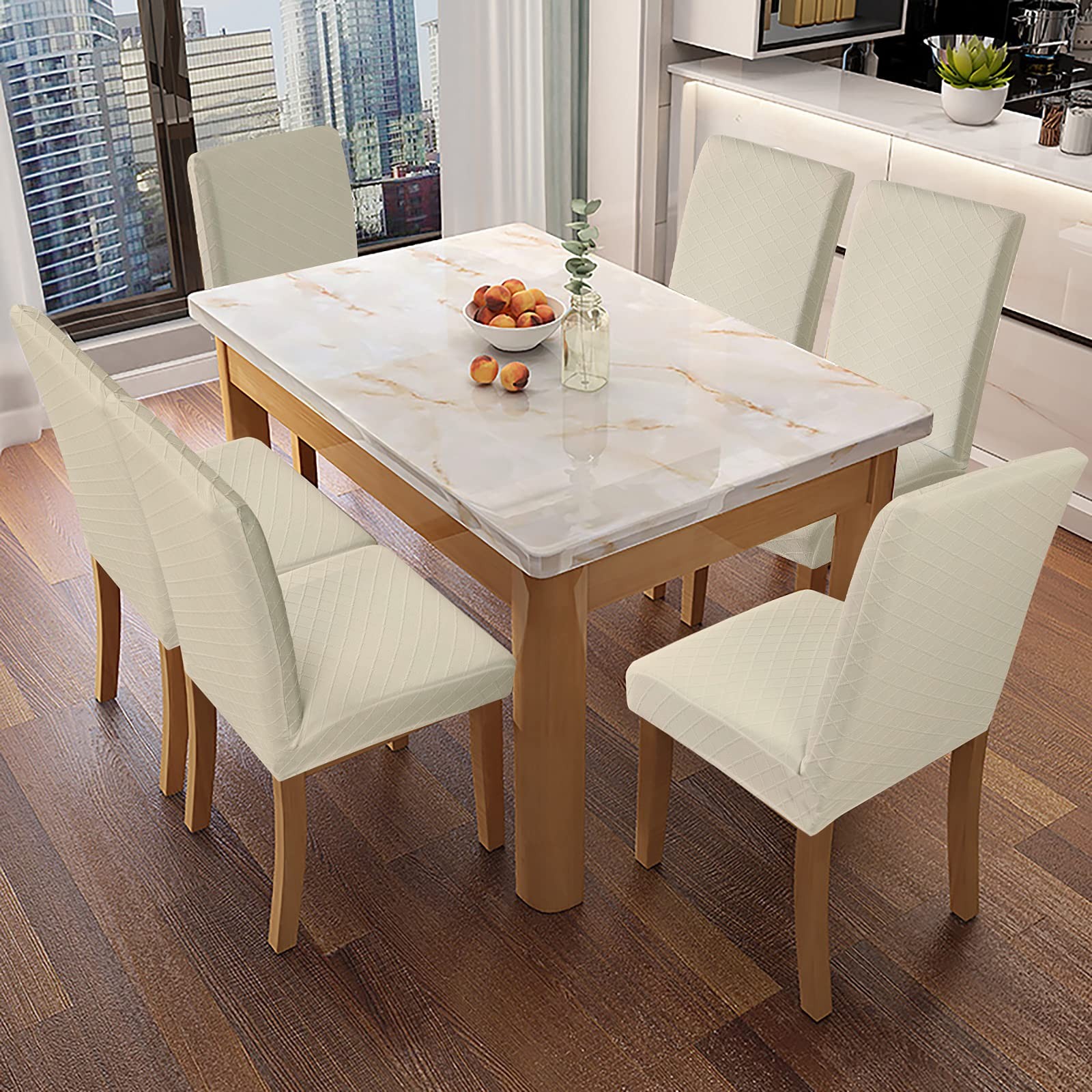 Genina Waterproof Chair Covers for Dining Room 4 PCS, Beige