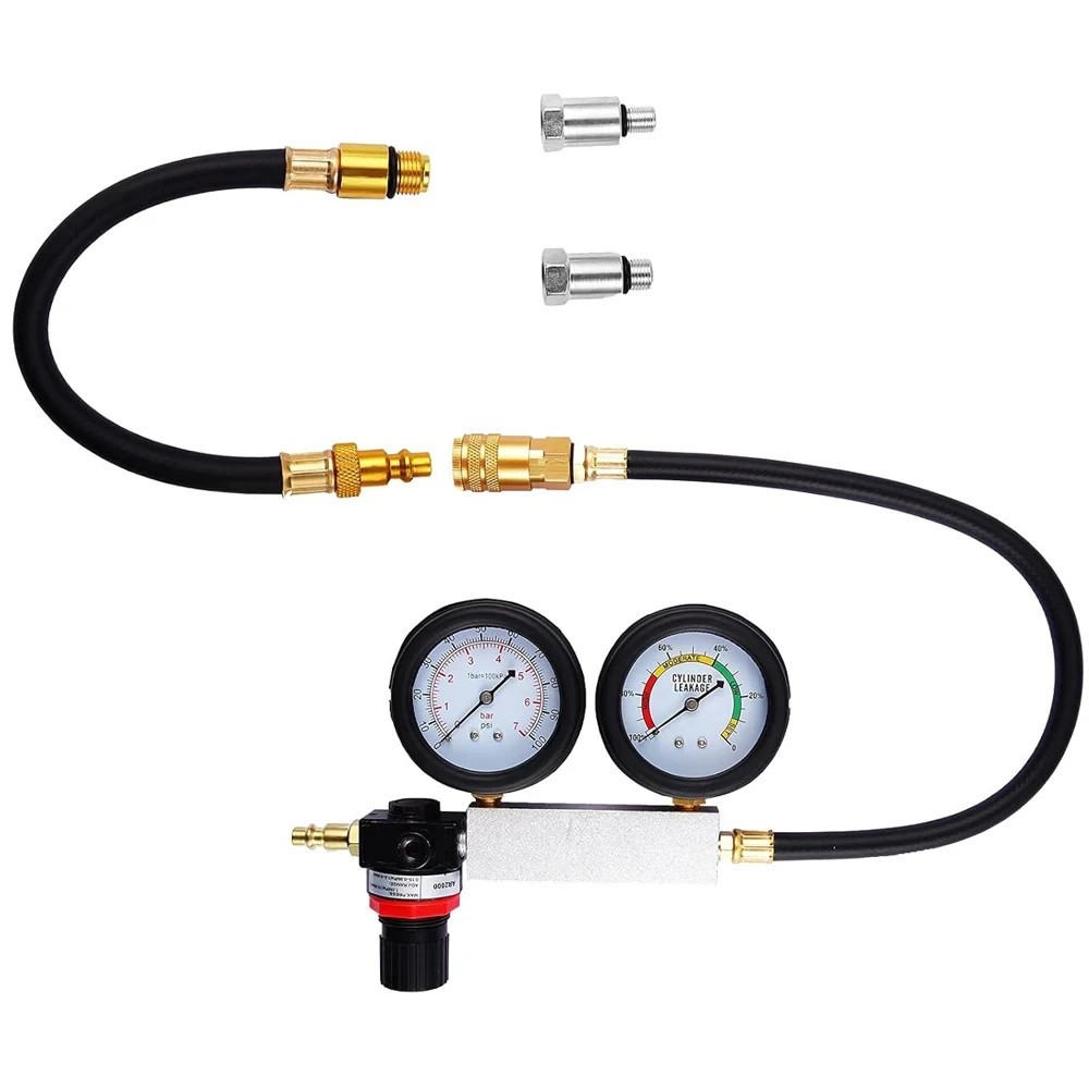 Cylinder Leak Down Tester Petrol Engine Compression Leakage Detector Tool Kit