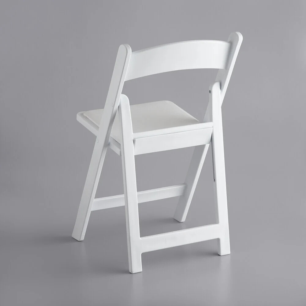 100 PACK 300Lbs Capacity White Resin Folding Chair with Black Vinyl Padded Seat