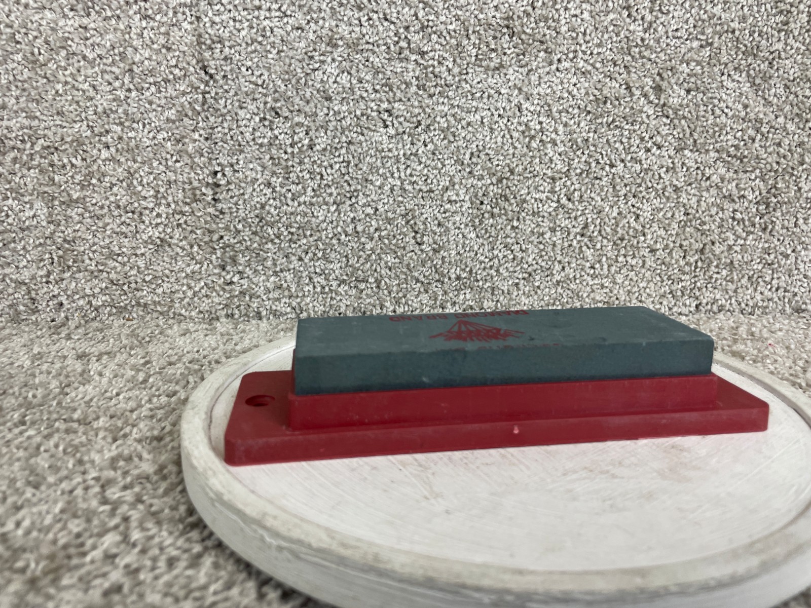 Diamond Brand Combination Knife Sharpening Tool Whet Rock Stone Red