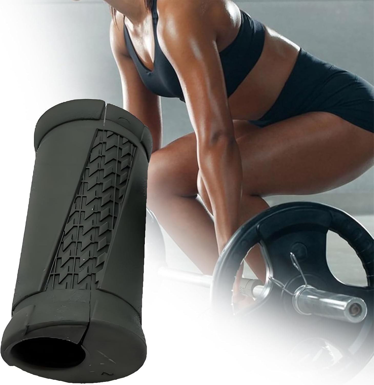Angled Barbell Grips, Ergonomic Rotating Handles for Weightlifting, Reduce Joint