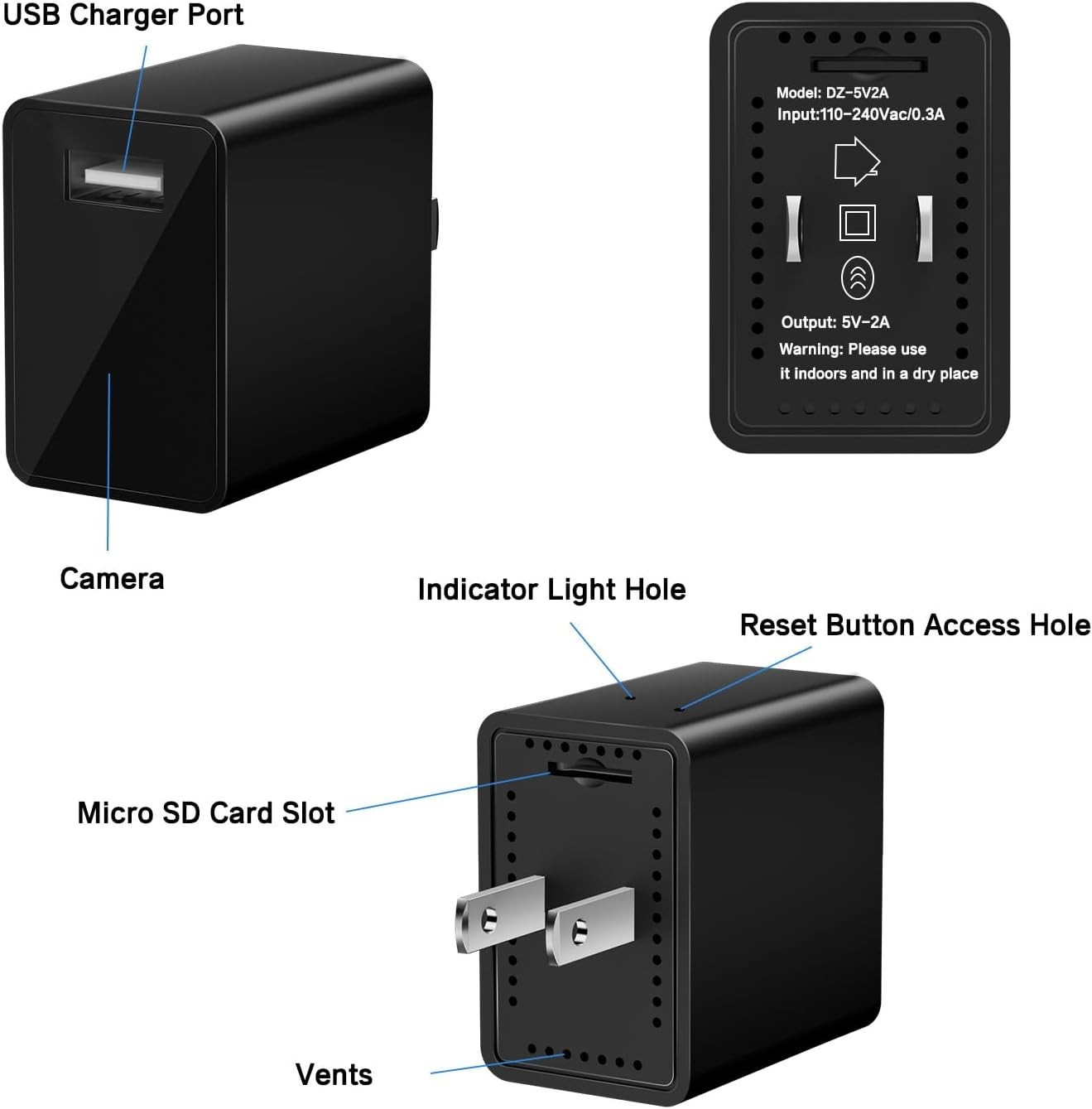 Cámara con cargador USB