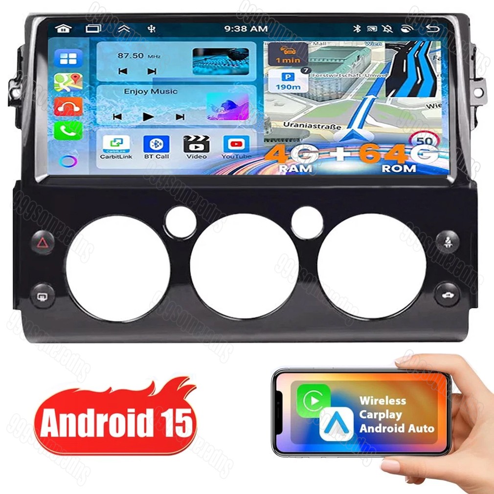 Apple Carplay Android 15 Car Stereo Radio For Toyota FJ CRUISER 08-2015 GPS 64GB