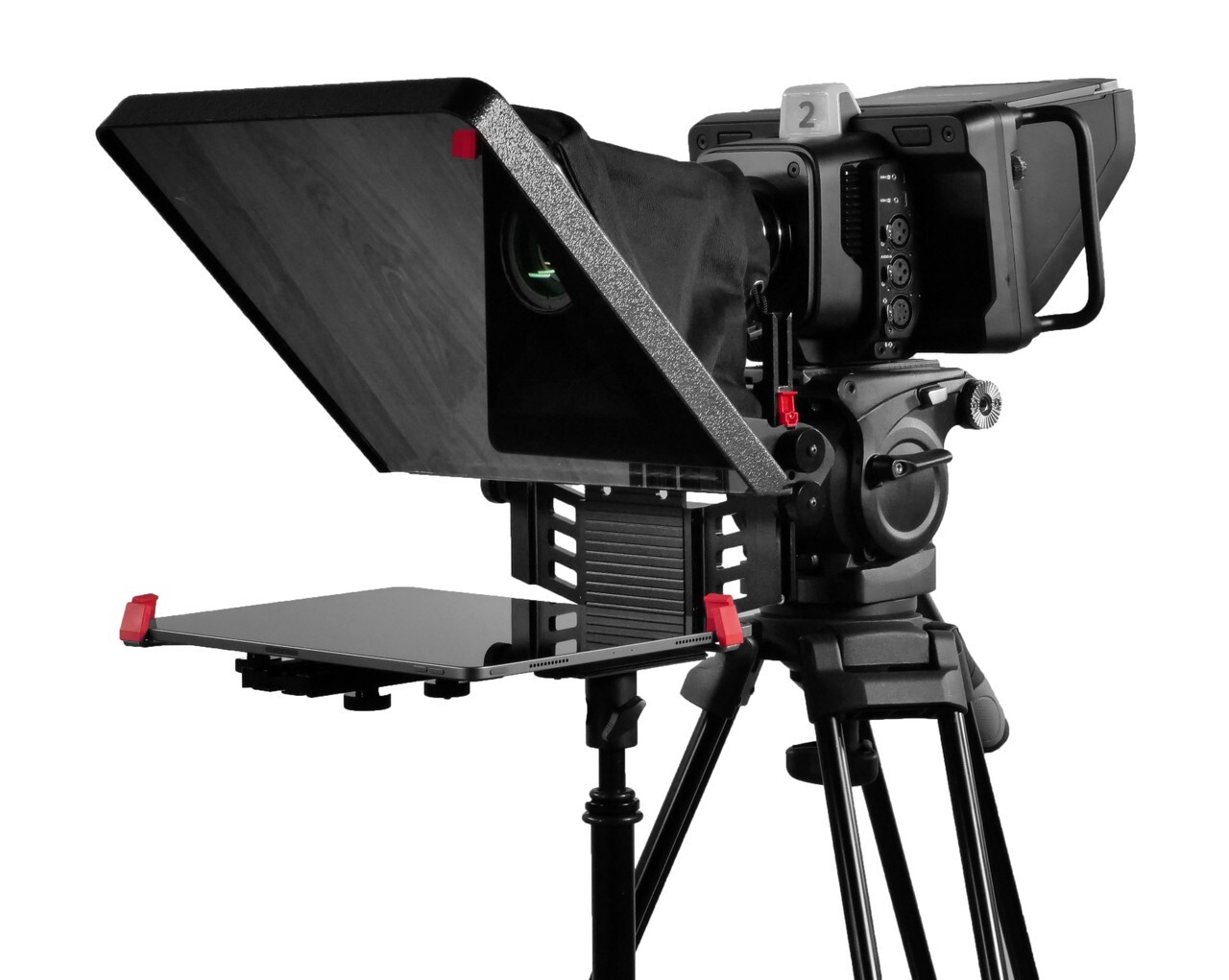 FLEX PLUS FREESTANDING 12" TELEPROMPTER WITH CASE, IPAD CRADDLE, AND SLED MOUNT