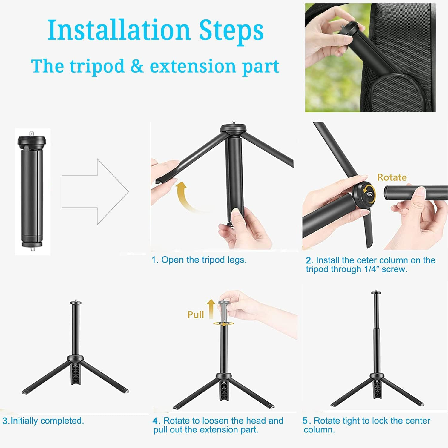 LED Video Light 2-Pack, 5600K Dimmable USB Photo Lights with Mini Tripod and Col