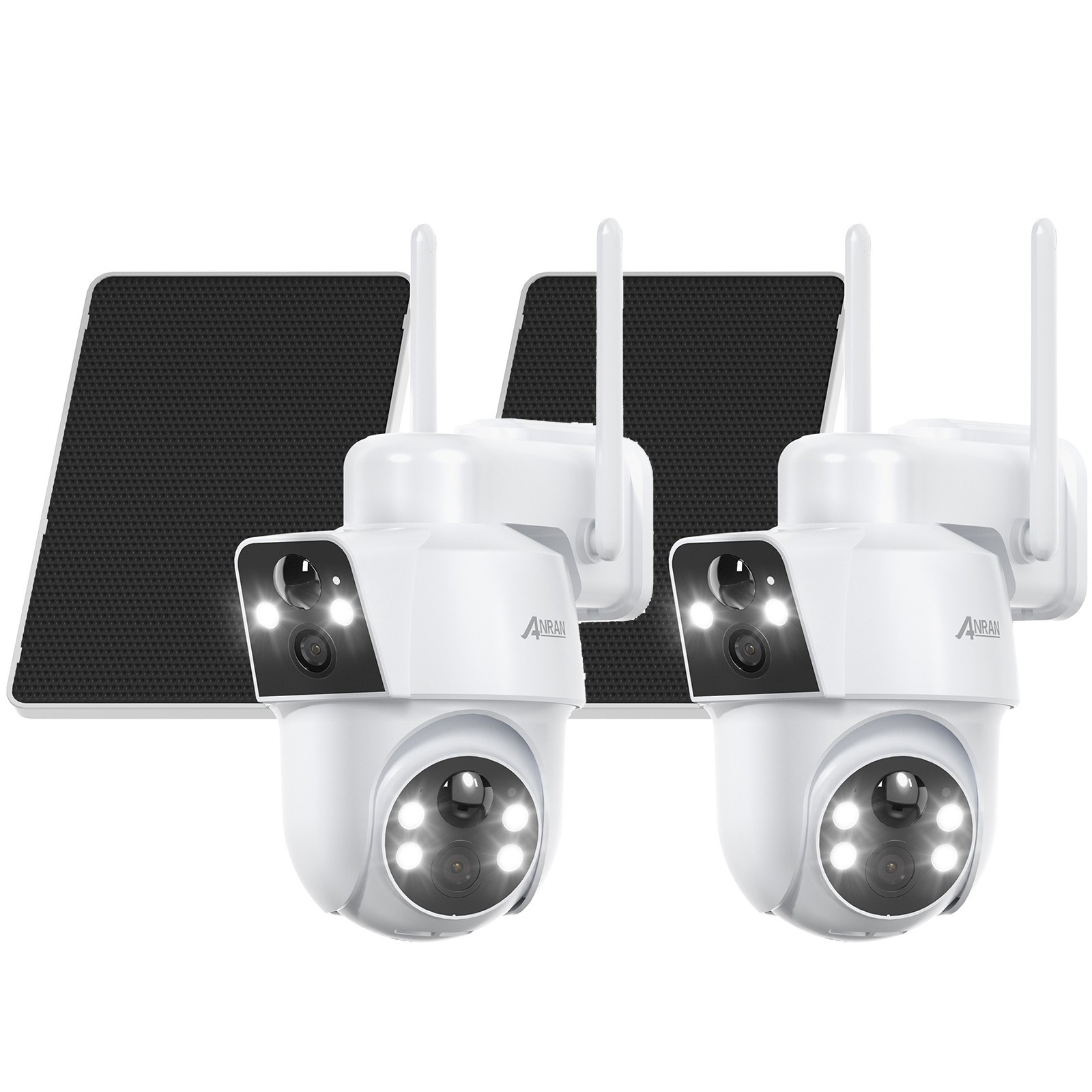 2MP Wireless Solar Battery Powered Security Camera System Outdoor Dual Lens IP66