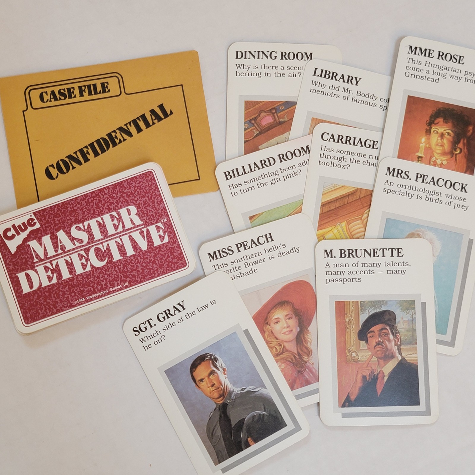 CHOICE: Clue Master Detective 1988 Replacement Card or Case File Envelope