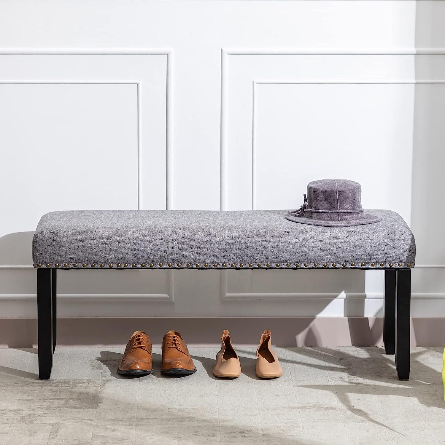 Upholstered Bench with Nailhead Trim, Dining Bench Entryway Bench Bedroom Bnench