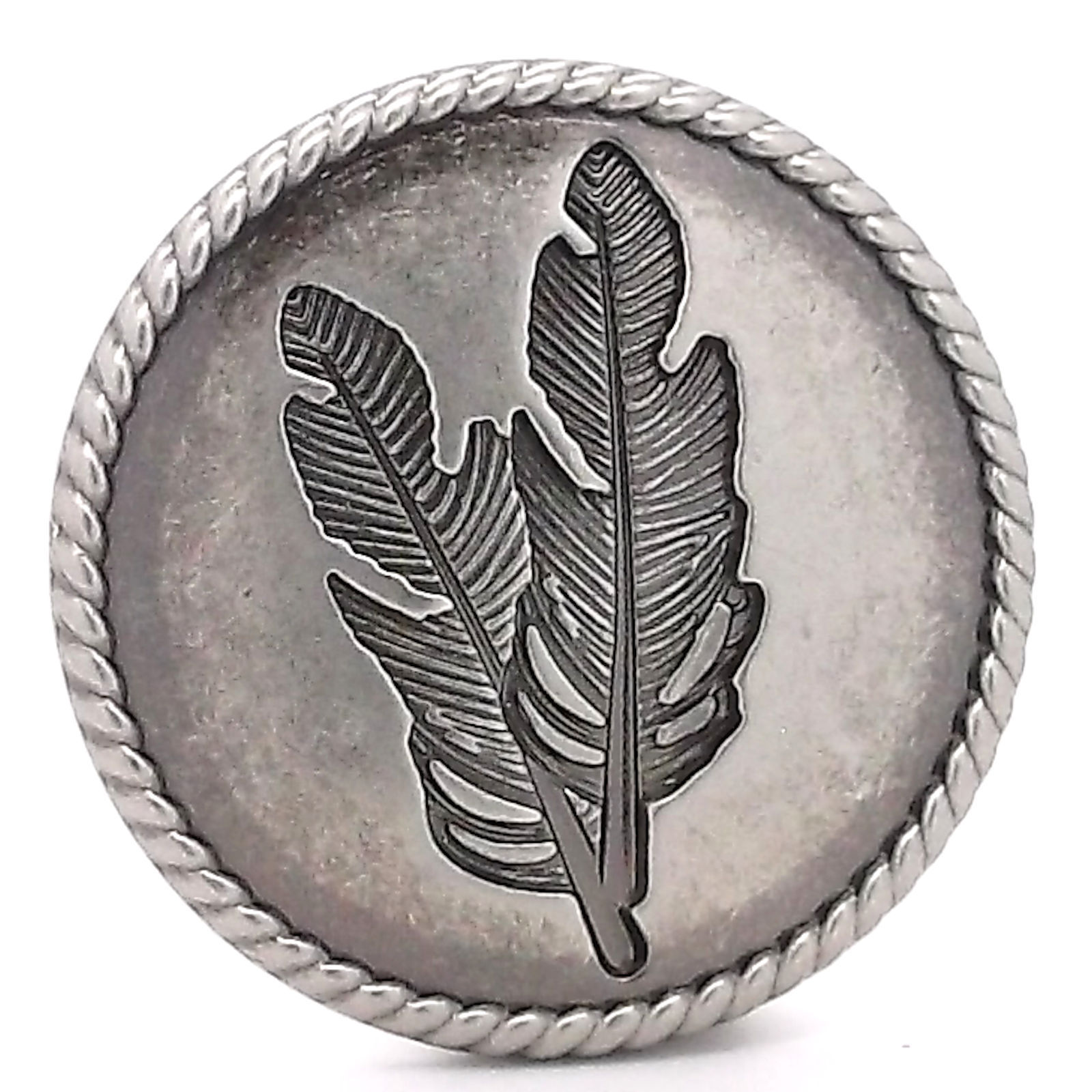 Feather Concho Antique Nickel with Rope Border Screwback 1-1/4" by Stecksstore