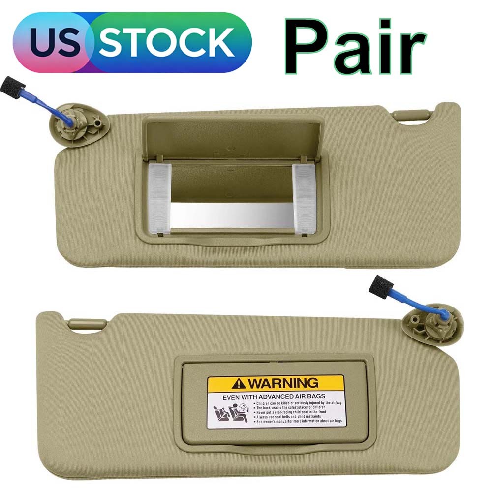 Beige Pair Sun Visor w/Light & Mirror Fit For Honda Accord 08-17 83280-TA5-A51ZA