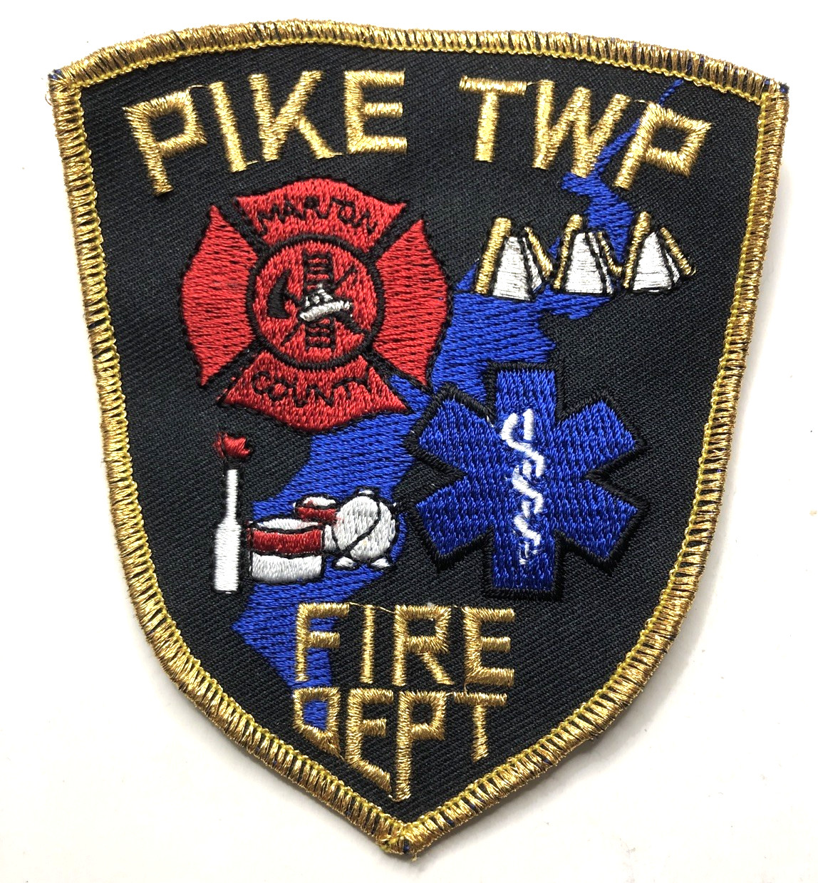Pike TWP Fire Dept -Fire Patch-gold embroidery
