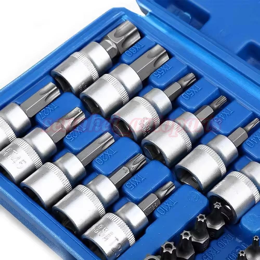 34 Pcs Drive Male Female Torx Star Bit Socket E-socket Set Handheld Tool + Case
