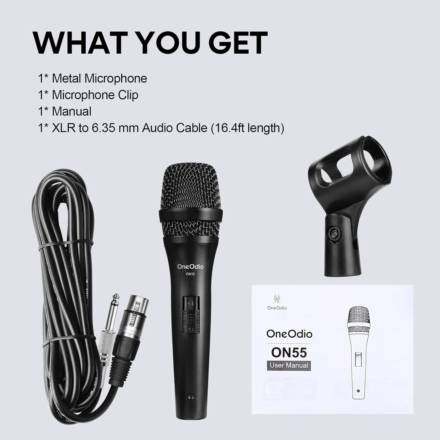 OneOdio ON55 Wired Microphone for Singing With Mic Clips Condenser Dynamic Mic