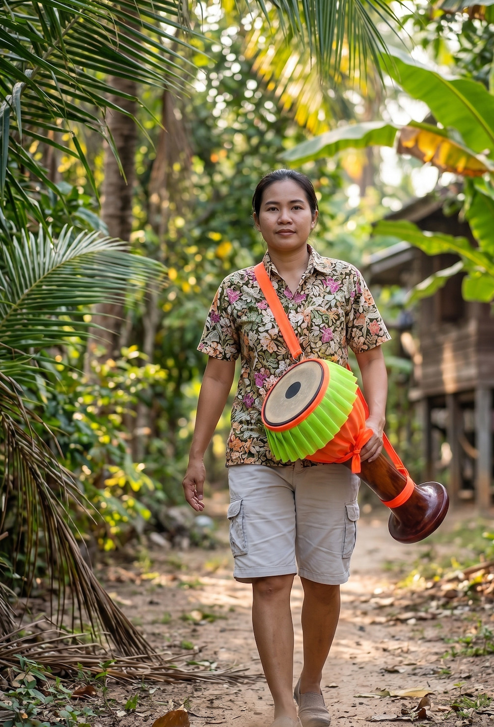 Authentic Thai Klong Yao Long Drum 50cm Solid Hardwood Goblet Hand Percussion