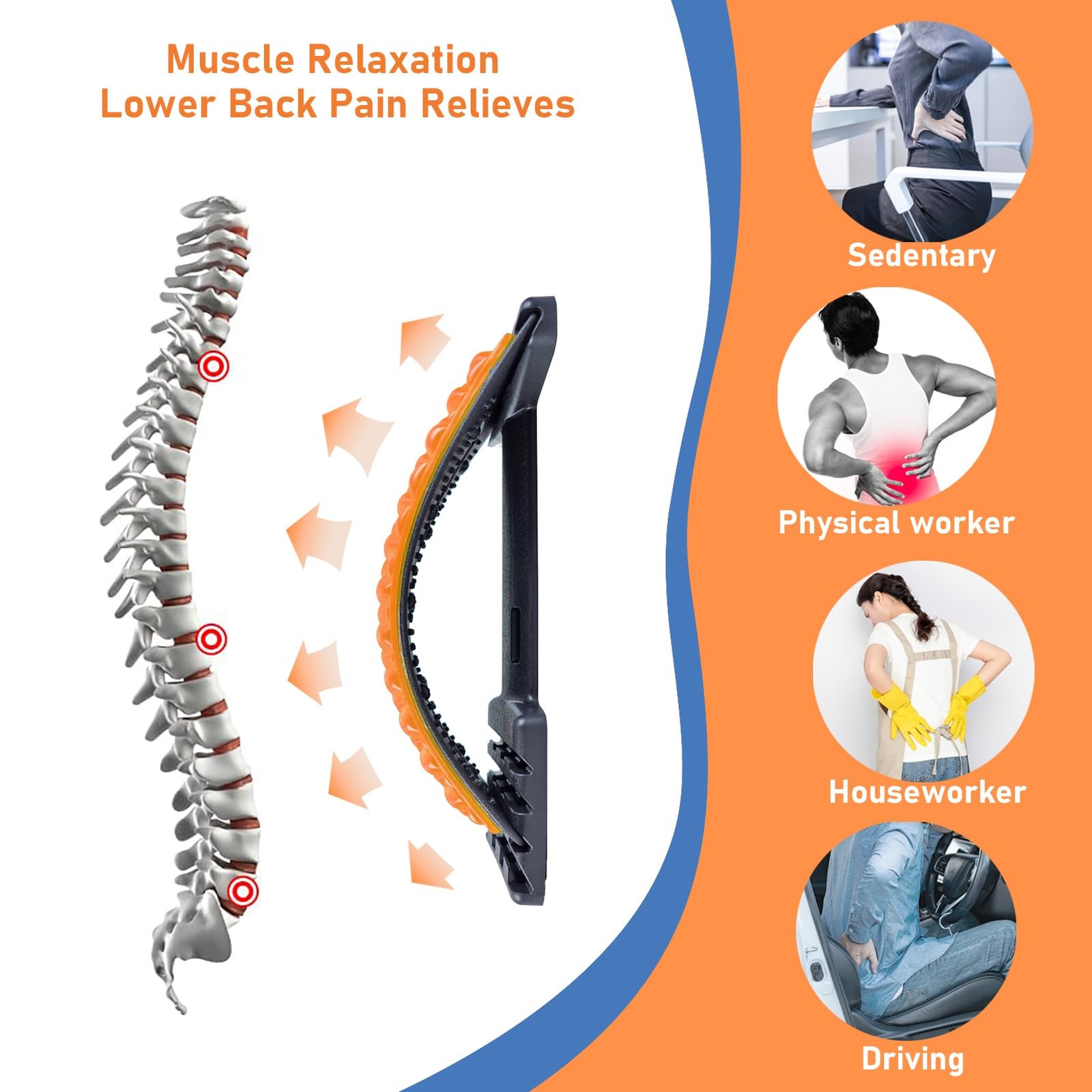 Back Stretcher for Lower Back Pain Relief - 4 Level Adjustable Spine Decompre...