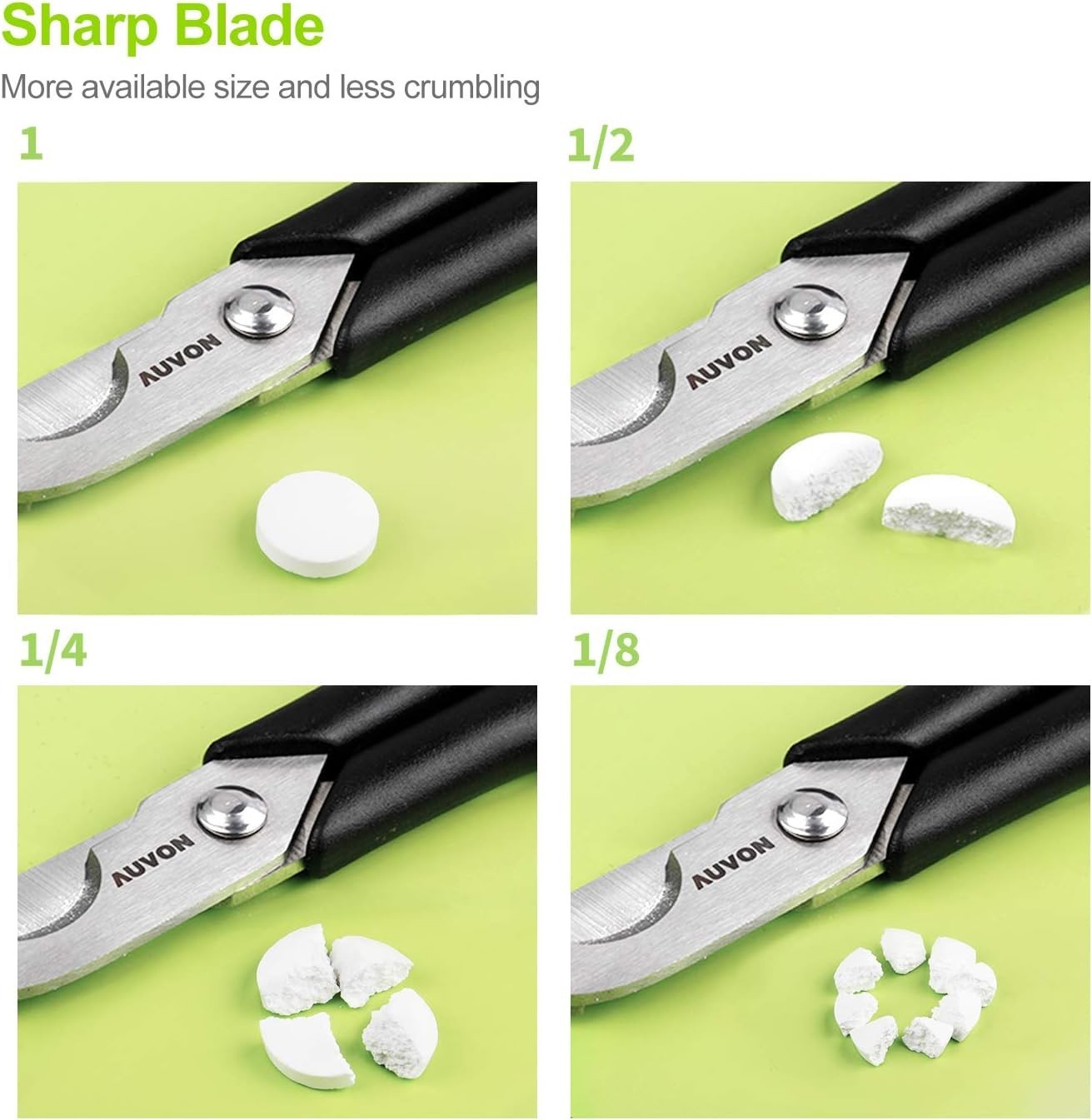 AUVON Scissors-Shaped Pill Cutter, Sharp Blade Pill Splitter for Easily Dividing