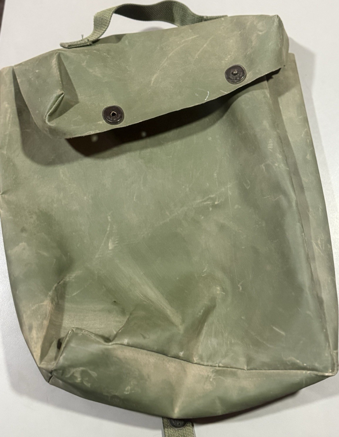 Military Surplus Green Canvas Gear Bag with Handle and Button Closure Militaria