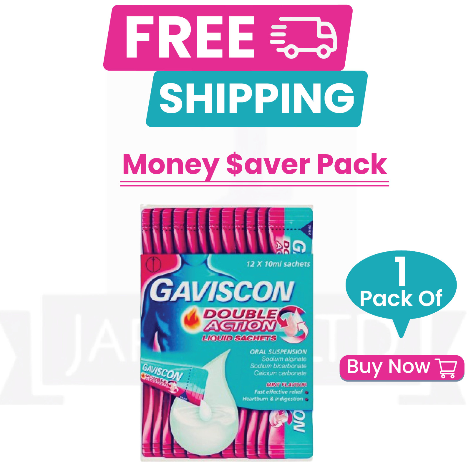 GAV-ISC0N Double Action Liquid Sachets Mint Flavour 12 X 10ml