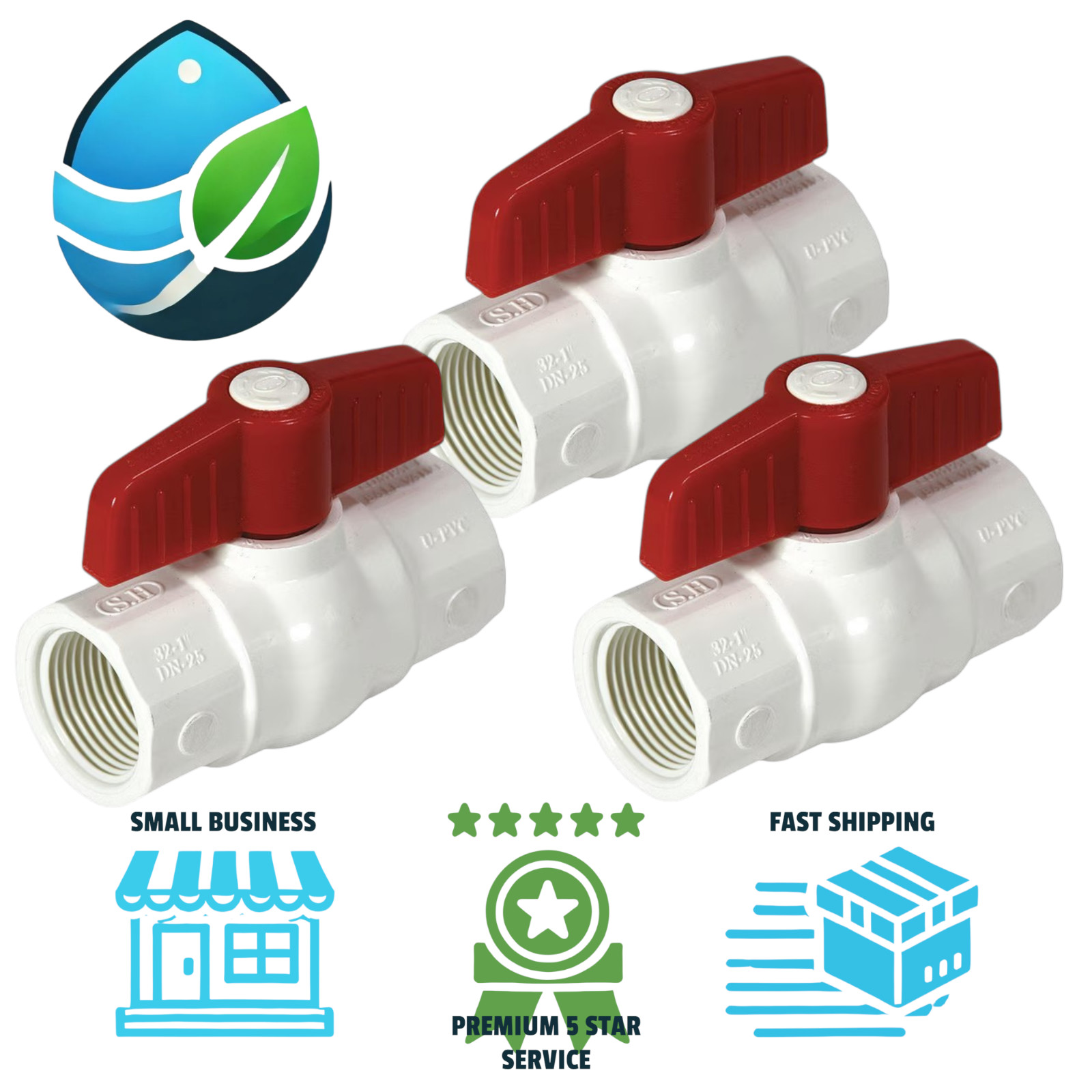 NDS E1320-07 3/4" PVC FPT x FPT Ball Valve 150 PSI Manual Shut-Off 3 Pack