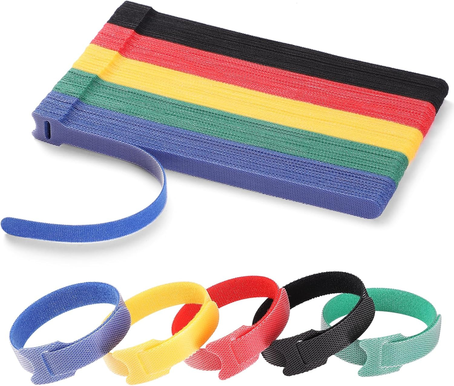 200 PCS 8 Inches Reusable Cable Ties | Adjustable Cord Wraps, Cable Straps | Hoo